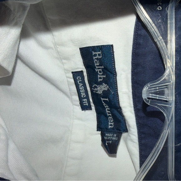Ralph Lauren White Shirt with Navy Logo - Picture 8 of 9
